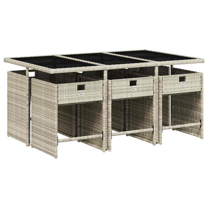 Set da Pranzo da Giardino 7 pz Cuscini Polyrattan Grigio Chiaro | homemem39