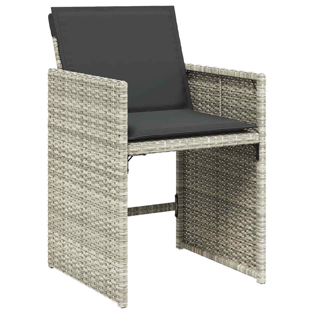 Set da Pranzo da Giardino 7 pz Cuscini Polyrattan Grigio Chiaro | homemem39