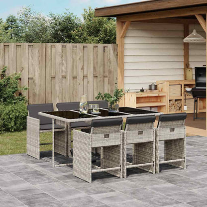 Set da Pranzo da Giardino 7 pz Cuscini Polyrattan Grigio Chiaro | homemem39