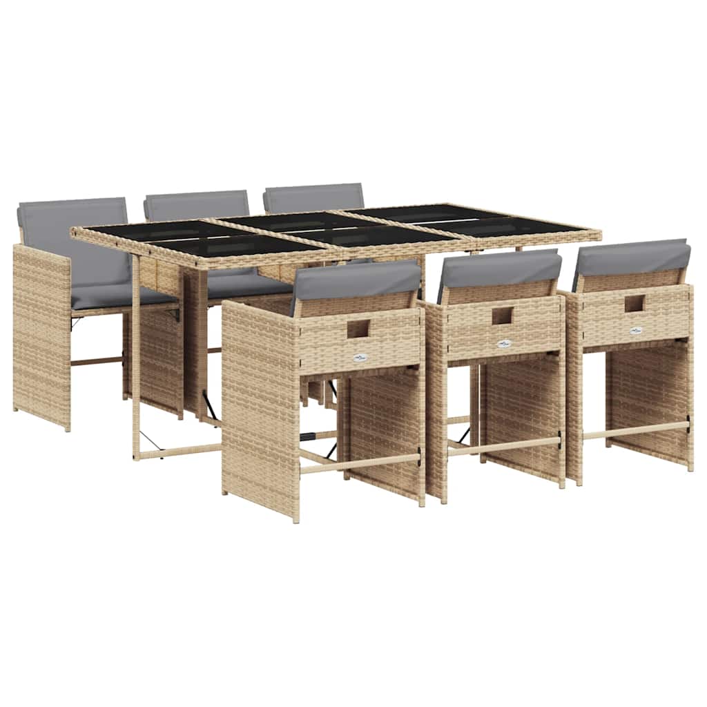 Set Pranzo da Giardino 7 pz con Cuscini Beige Misto Polyrattan | homemem39