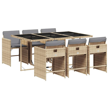 Set Pranzo da Giardino 7 pz con Cuscini Beige Misto Polyrattan | homemem39