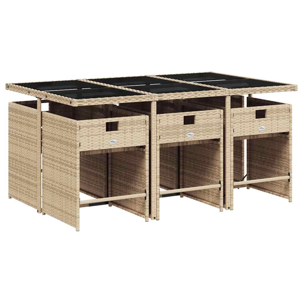Set Pranzo da Giardino 7 pz con Cuscini Beige Misto Polyrattan | homemem39