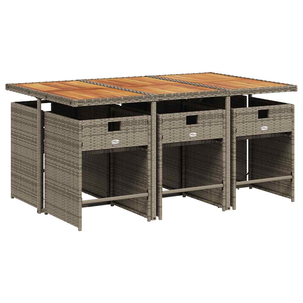Set da Pranzo da Giardino 7 pz con Cuscini in Polyrattan Grigio | homemem39