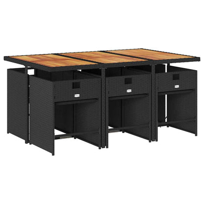 Set da Pranzo da Giardino 7 pz Nero con Cuscini in Polyrattan | homemem39