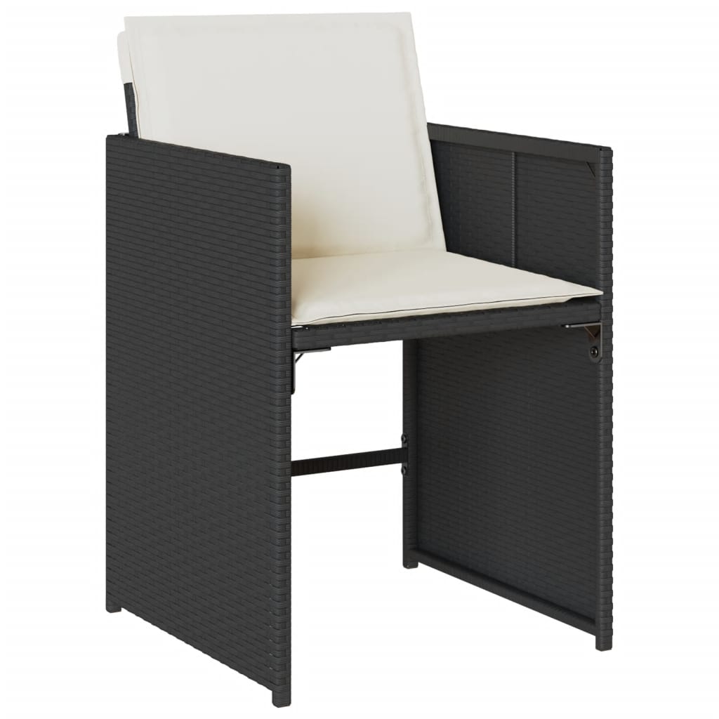 Set da Pranzo da Giardino 7 pz Nero con Cuscini in Polyrattan | homemem39
