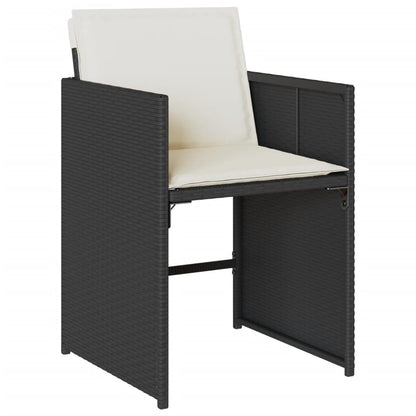 Set da Pranzo da Giardino 7 pz Nero con Cuscini in Polyrattan | homemem39