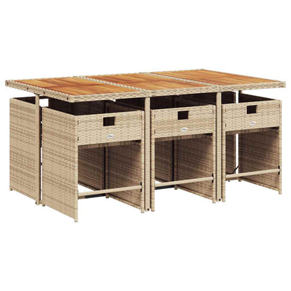 Set da Pranzo da Giardino 7 pz con Cuscini Beige in Polyrattan | homemem39