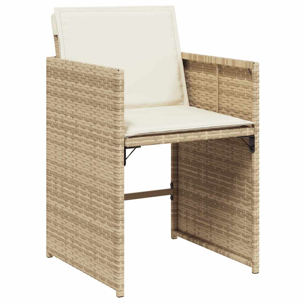 Set da Pranzo da Giardino 7 pz con Cuscini Beige in Polyrattan | homemem39