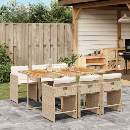 Set da Pranzo da Giardino 7 pz con Cuscini Beige in Polyrattan | homemem39