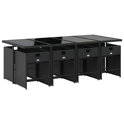 Set da Pranzo da Giardino 9 pz con Cuscini Nero in Polyrattan | homemem39