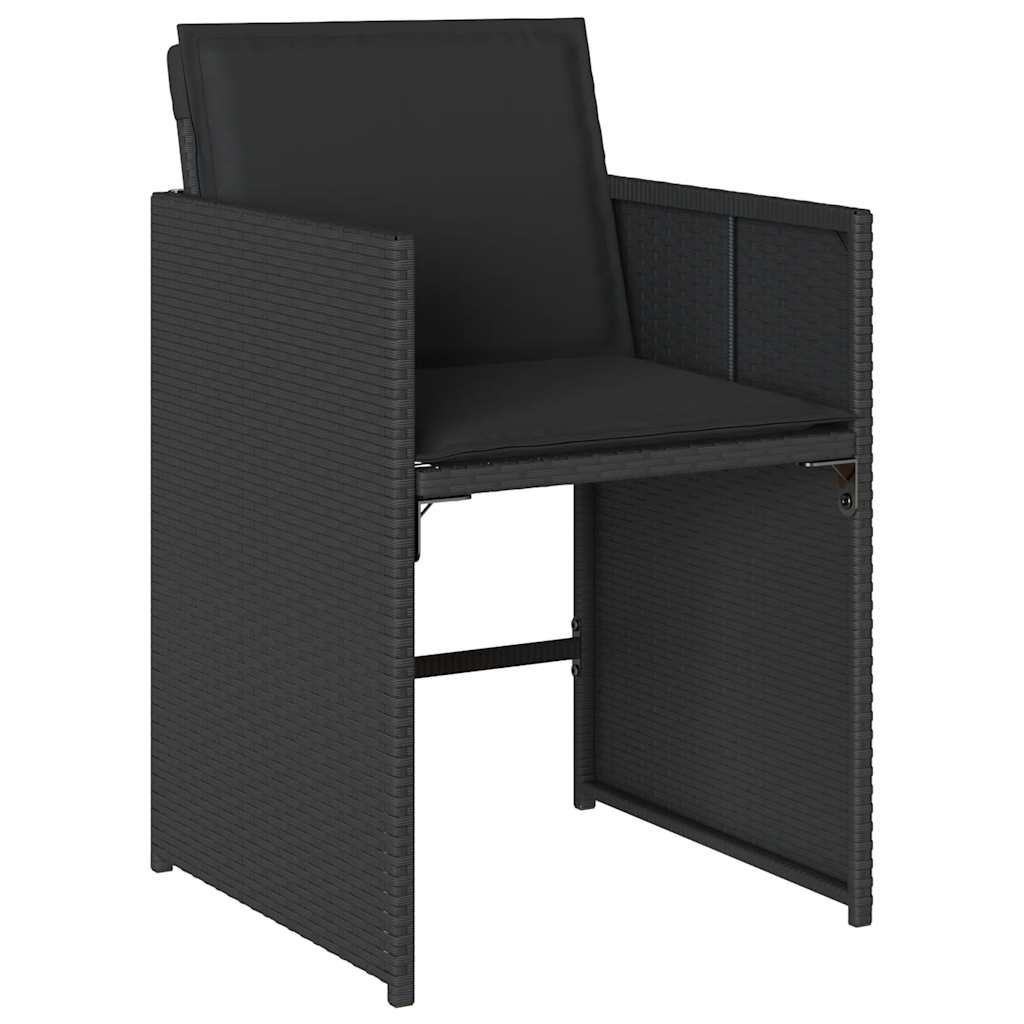 Set da Pranzo da Giardino 9 pz con Cuscini Nero in Polyrattan | homemem39