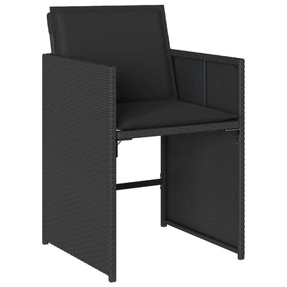 Set da Pranzo da Giardino 9 pz con Cuscini Nero in Polyrattan | homemem39