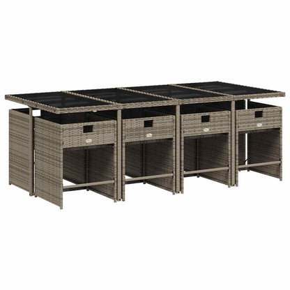 Set da Pranzo da Giardino 9 pz con Cuscini in Polyrattan Grigio | homemem39