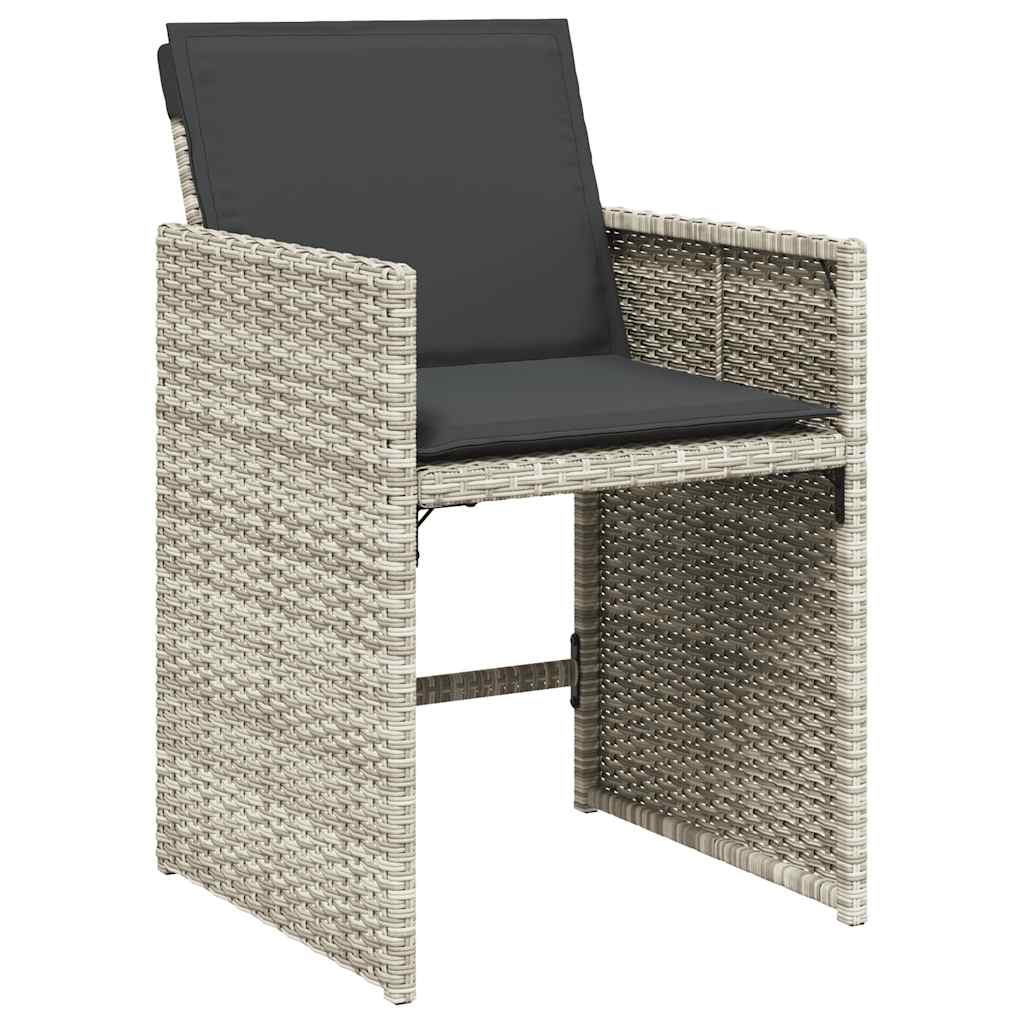 Set Pranzo da Giardino 9pz con Cuscini Grigio Chiaro Polyrattan | homemem39