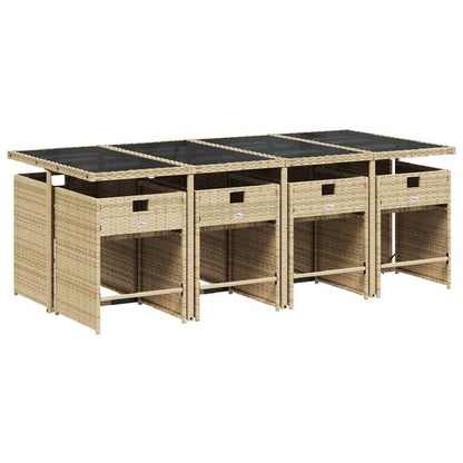 Set Pranzo da Giardino 9 pz con Cuscini Beige Misto Polyrattan | homemem39
