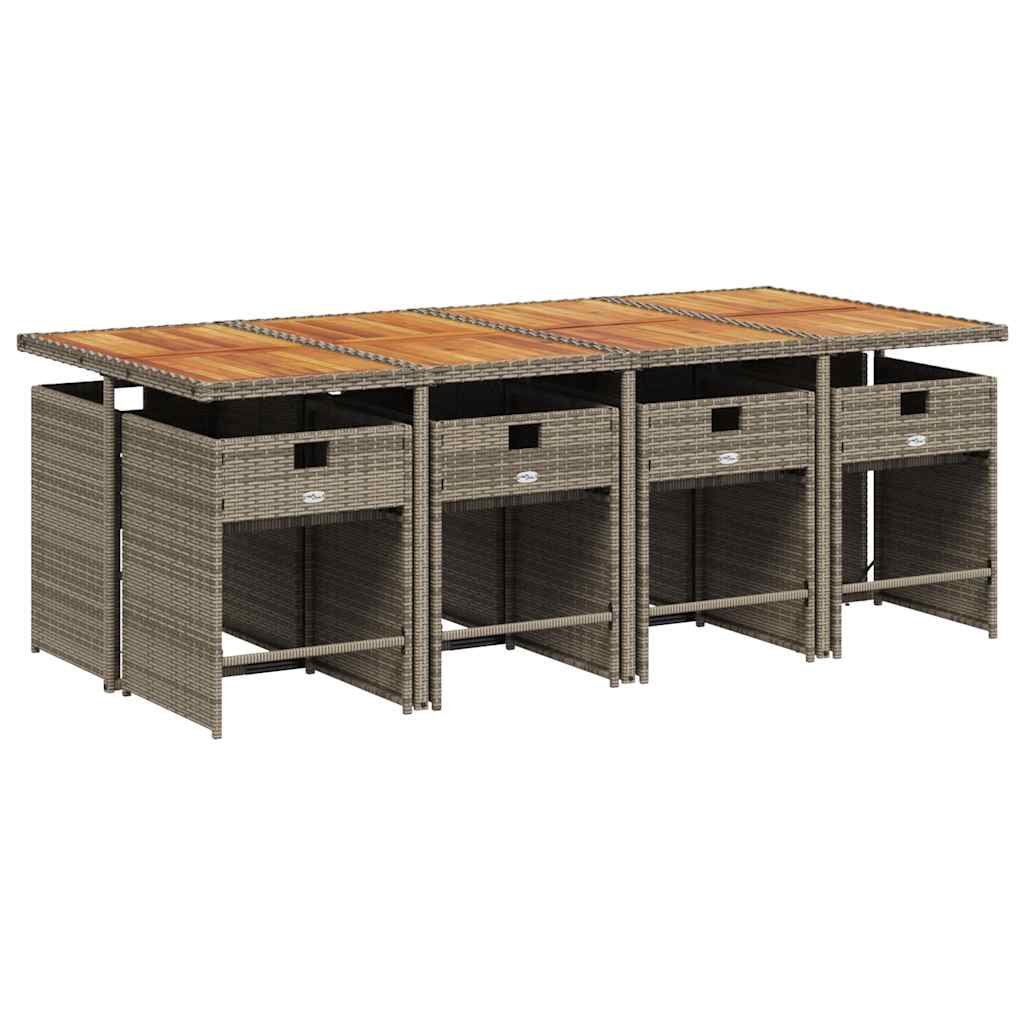 Set da Pranzo da Giardino 9 pz con Cuscini in Polyrattan Grigio | homemem39