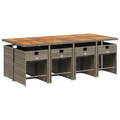Set da Pranzo da Giardino 9 pz con Cuscini in Polyrattan Grigio | homemem39