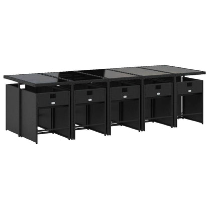 Set da Pranzo da Giardino 11 pz con Cuscini in Polyrattan Nero | homemem39