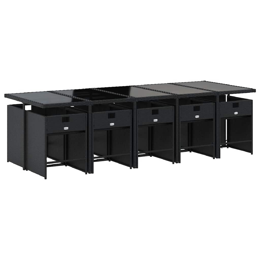 Set da Pranzo da Giardino 11 pz con Cuscini in Polyrattan Nero | homemem39