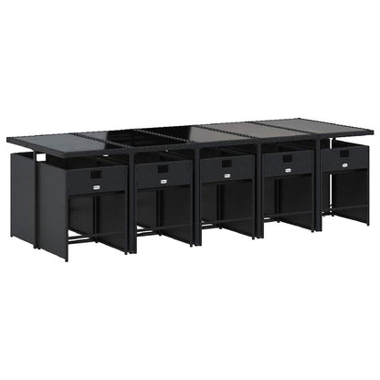 Set da Pranzo da Giardino 11 pz con Cuscini in Polyrattan Nero | homemem39