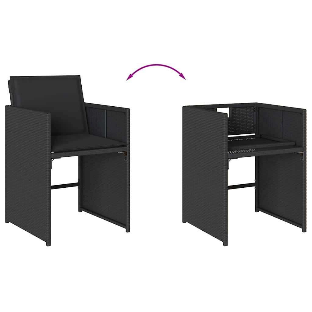 Set da Pranzo da Giardino 11 pz con Cuscini in Polyrattan Nero | homemem39