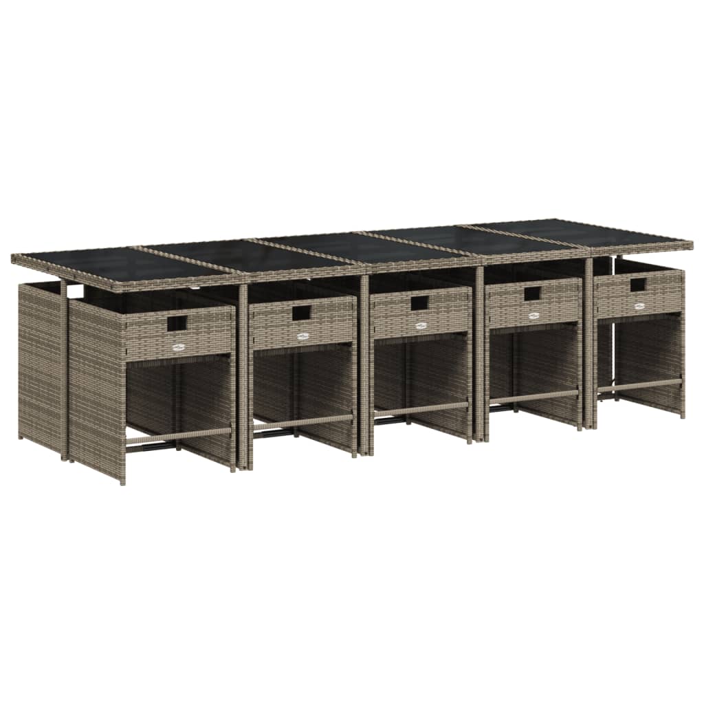 Set da Pranzo da Giardino 11pz con Cuscini in Polyrattan Grigio - homemem39