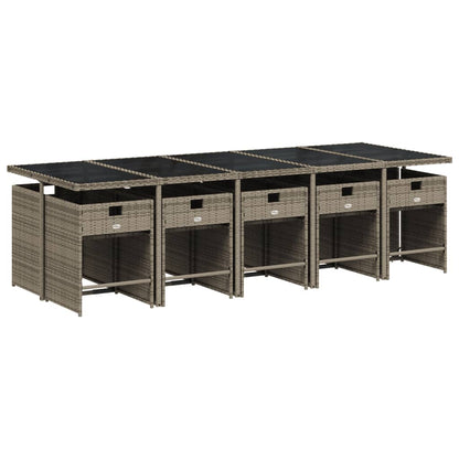 Set da Pranzo da Giardino 11pz con Cuscini in Polyrattan Grigio - homemem39