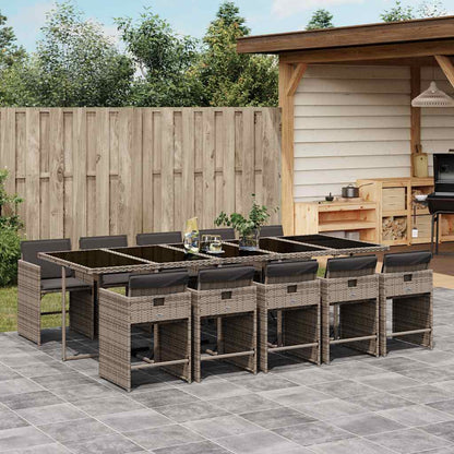 Set da Pranzo da Giardino 11pz con Cuscini in Polyrattan Grigio | homemem39