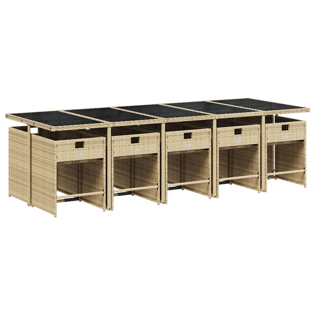 Set da Pranzo da Giardino 11 pz con Cuscini Beige in Polyrattan | homemem39