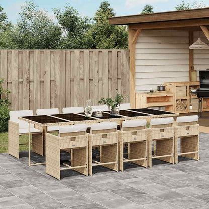 Set da Pranzo da Giardino 11 pz con Cuscini Beige in Polyrattan | homemem39