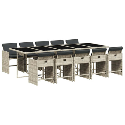 Set Pranzo Giardino 11pz con Cuscini Grigio Chiaro Polyrattan | homemem39