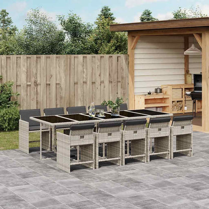 Set Pranzo Giardino 11pz con Cuscini Grigio Chiaro Polyrattan | homemem39