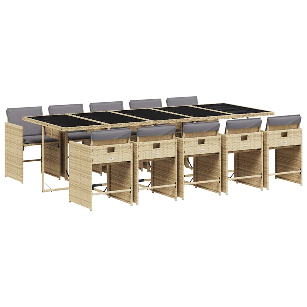 Set Pranzo da Giardino 11 pz con Cuscini Beige Misto Polyrattan | homemem39