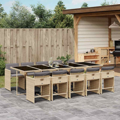 Set Pranzo da Giardino 11 pz con Cuscini Beige Misto Polyrattan | homemem39