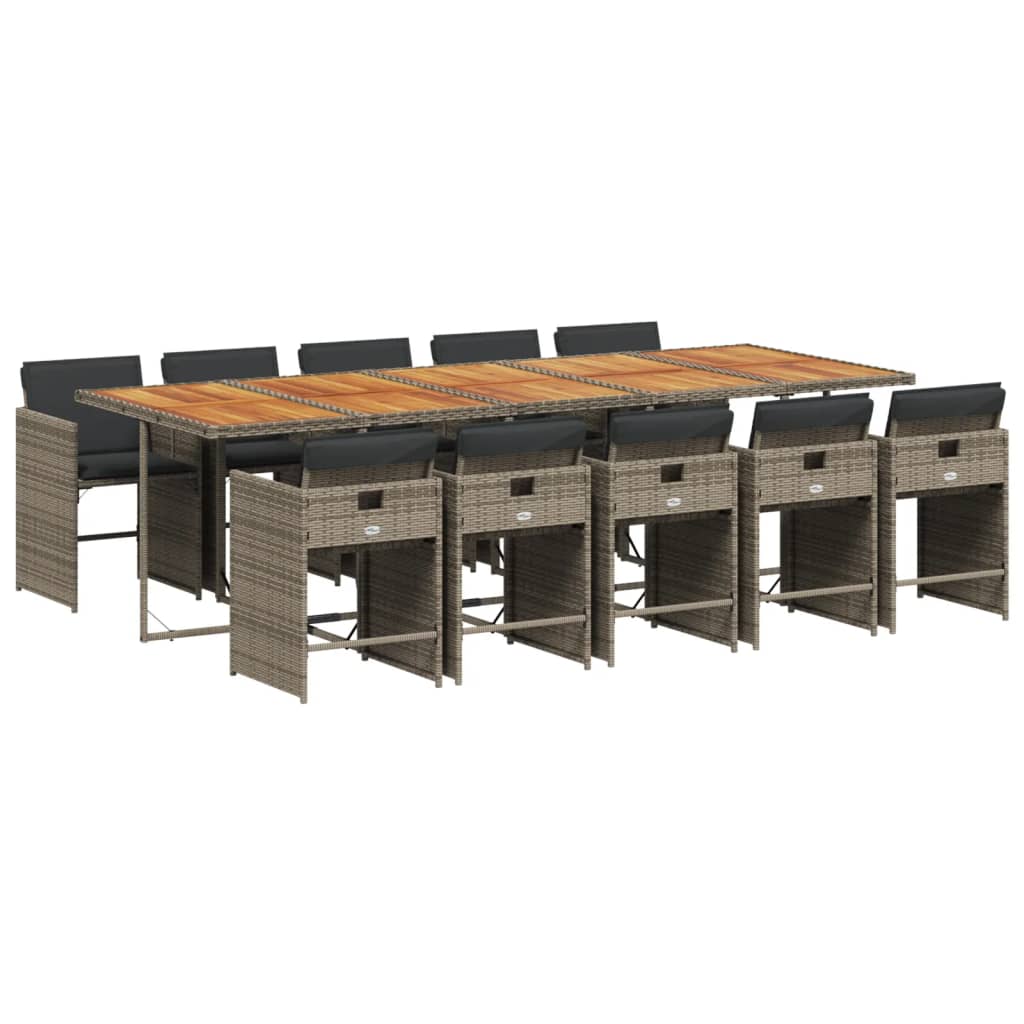Set da Pranzo da Giardino 11pz con Cuscini in Polyrattan Grigio - homemem39