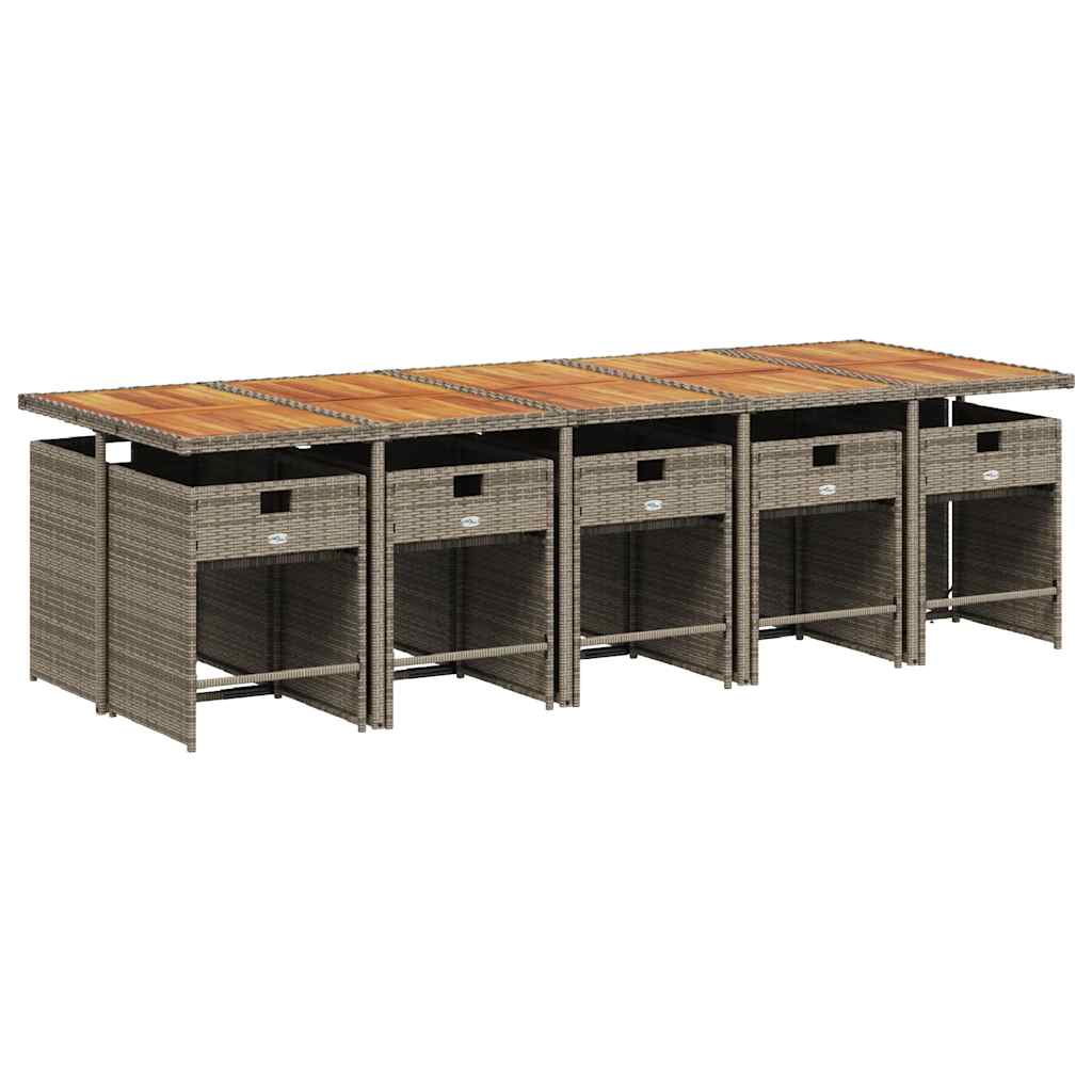 Set da Pranzo da Giardino 11pz con Cuscini in Polyrattan Grigio | homemem39