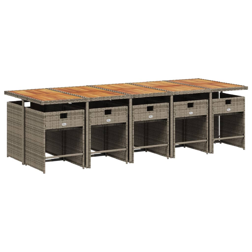 Set da Pranzo da Giardino 11pz con Cuscini in Polyrattan Grigio - homemem39