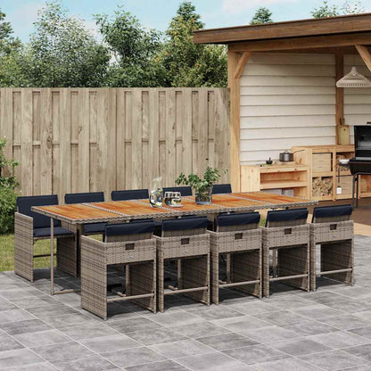 Set da Pranzo da Giardino 11pz con Cuscini in Polyrattan Grigio | homemem39