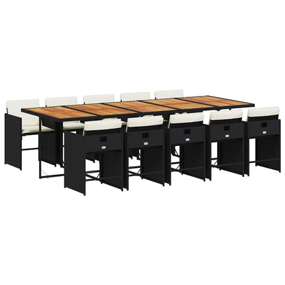 Set da Pranzo da Giardino 11 pz con Cuscini in Polyrattan Nero | homemem39