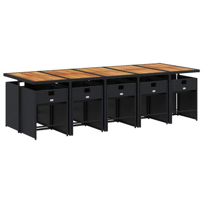 Set da Pranzo da Giardino 11 pz con Cuscini in Polyrattan Nero | homemem39