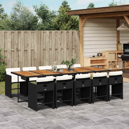 Set da Pranzo da Giardino 11 pz con Cuscini in Polyrattan Nero | homemem39