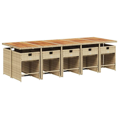 Set da Pranzo da Giardino 11 pz con Cuscini Beige in Polyrattan | homemem39