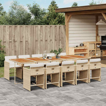 Set da Pranzo da Giardino 11 pz con Cuscini Beige in Polyrattan | homemem39