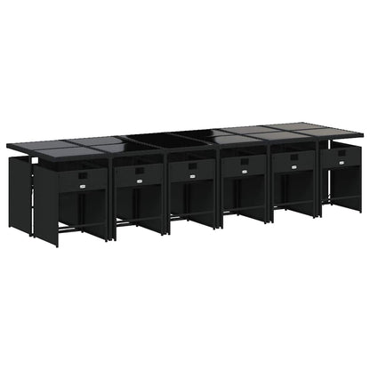 Set da Pranzo da Giardino 13pz con Cuscini Nero in Polyrattan | homemem39
