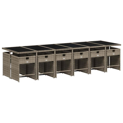 Set da Pranzo da Giardino 13pz con Cuscini Grigio in Polyrattan | homemem39