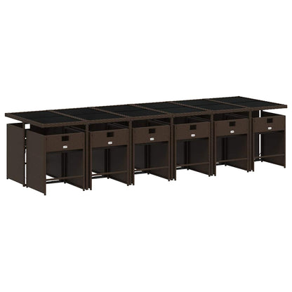 Set da Pranzo da Giardino 13pz con Cuscini Marrone Polyrattan | homemem39