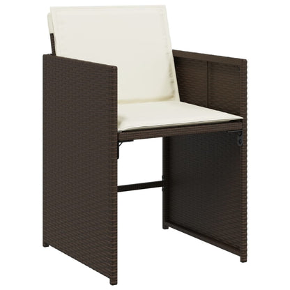 Set da Pranzo da Giardino 13pz con Cuscini Marrone Polyrattan - homemem39