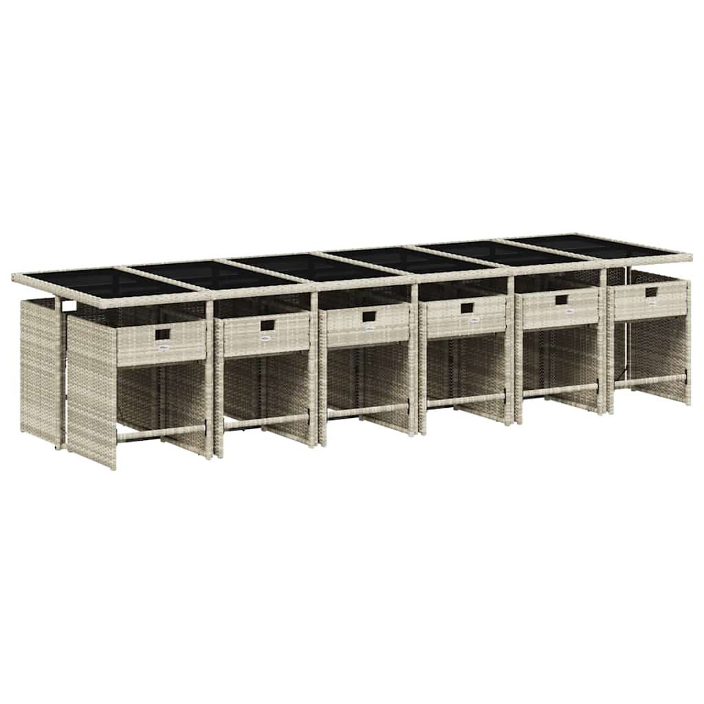 Set da Pranzo da Giardino 13pz con Cuscini Grigio in Polyrattan | homemem39