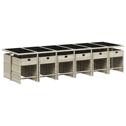 Set da Pranzo da Giardino 13pz con Cuscini Grigio in Polyrattan | homemem39
