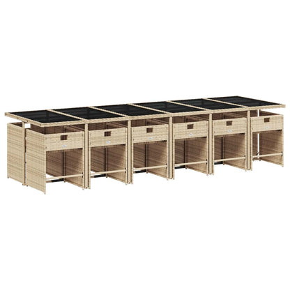 Set Pranzo da Giardino 13 pz con Cuscini Beige Misto Polyrattan | homemem39